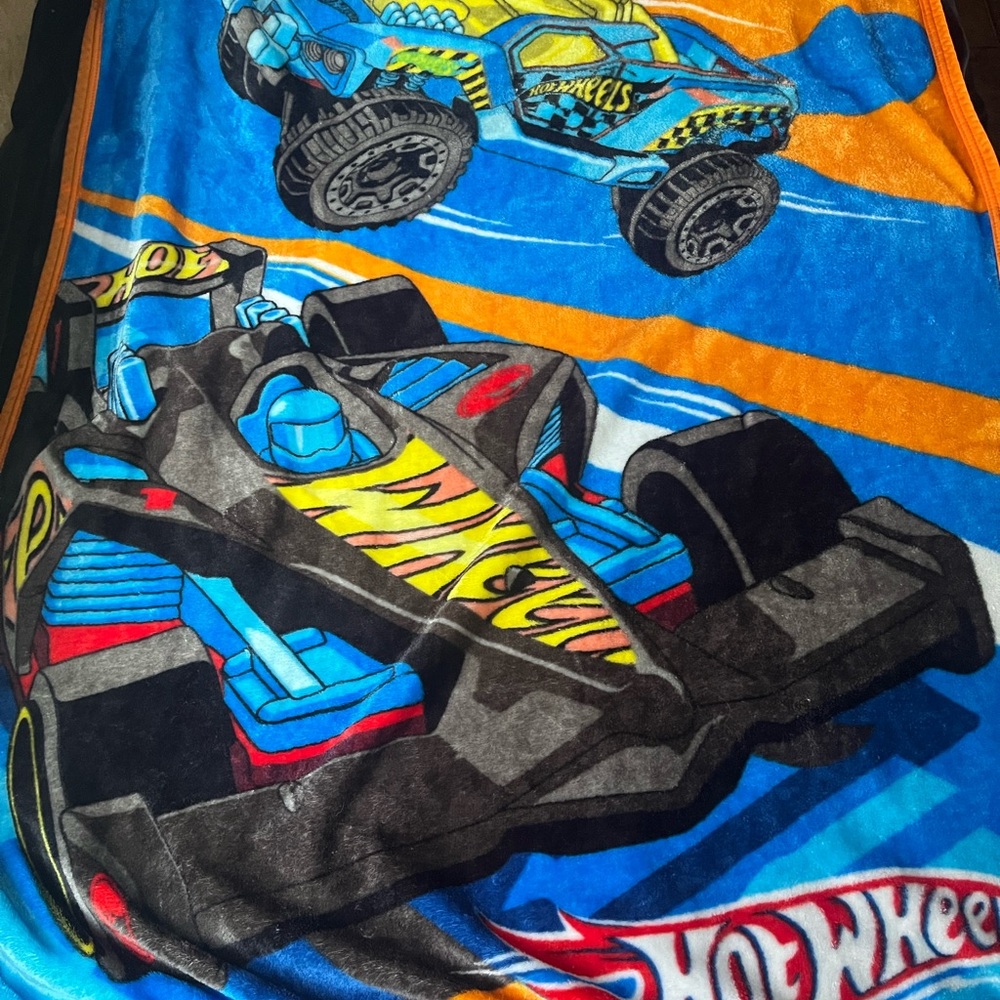 Nostalgic Hot Wheels Monster Truck and Oval Track Race Car Kids Fleece Blanket